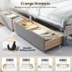 Large gray storage drawers with smooth rolling casters, designed for the Full Size Bed Frame with LED lights.