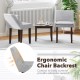 Ergonomic chair backrest and comfy upholstered chairs in gray with a brown accent table for modern living room decor.