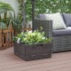 Fillable brown umbrella base with planter box, featuring a large tabletop and drainage hole for outdoor use.