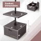 Detailed product dimensions of the 175 LBS outdoor fillable umbrella base with table tray in brown, showcasing size.