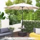 Outdoor fillable umbrella base with table tray, brown, designed for stability and easy mobility, perfect for patio use.