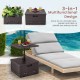 Multifunctional 175 LBS outdoor umbrella base in brown, serving as a table tray and planter box, perfect for patio use.