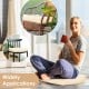 Beige 21x21 inch patio chair seat cushion displayed on the floor, showcasing its soft texture and lightweight design.