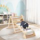 Kids climbing on the 3-in-1 Pikler Triangle Set with adjustable ramp, made from natural beech wood for safe play.