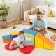 Multicolor foam climbing blocks set for toddlers, featuring soft play shapes and a tunnel for indoor fun and motor.