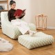 Bean bag chair with ottoman in green teddy velvet, featuring a chessboard pattern and inclined backrest for comfort.