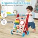 Baby push walker with handle and wheels, ergonomic design for toddlers, promotes walking posture and motor skills.