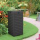 Large black outdoor trash can with lid and pull-out liquid drawer, perfect for gardens and patios.