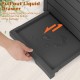 Pull-out liquid drawer of a 31-gallon outdoor trash can for easy cleanup, made of durable black PP material.