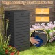 31-gallon black outdoor trash can with lid, pull-out liquid drawer, weatherproof, and easy to clean for patio or garden.