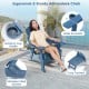 Navy Adirondack lounge chair with retractable footrest, wide armrests, and rotatory cup holder for outdoor relaxation.