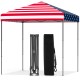 Outdoor pop-up canopy tent with American flag design, 6.6 x 6.6 feet, UPF 50+ sun protection, ideal for events.