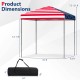 Outdoor pop-up canopy tent with multicolor stripes, adjustable height, and durable frame for parties and events.