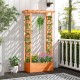 Raised garden bed with side trellis in natural fir wood, featuring a hanging roof for plants and flowers, ideal for.