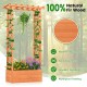 Raised garden bed made of natural fir wood with side trellis and hanging roof, perfect for cultivating plants outdoors.