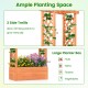 Raised garden bed in orange with side trellis, ideal for climbing plants and a large planter box for flowers and.