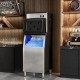 Commercial ice maker machine in silver with 200 lbs storage bin, producing 418 lbs of ice per day for efficient service.