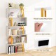 5-tier geometric bookcase with a powder-coated metal frame and easy-to-clean surface, ideal for stylish storage.