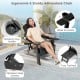 Ergonomic black Adirondack lounge chair with wide armrests, retractable footrest, and rotatory cup holder for outdoor.
