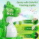 Colorful dinosaur bumper car with spray function, remote control, and flashing lights for toddlers aged 2-5.