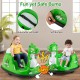 Green 12V bumper car for toddlers featuring adjustable safety belt, soft bumper, and fun dinosaur design for.