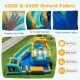 Inflatable water slide bounce house with 420D Oxford fabric, safety guardrails, and vibrant colors for outdoor fun.