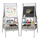 Double-sided 3-in-1 art easel for kids with magnetic chalkboard and whiteboard, featuring ample storage for art.