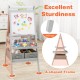 3-in-1 art easel for kids featuring a magnetic chalkboard and whiteboard, with ample storage and sturdy A-shaped frame.