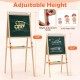 Adjustable double-sided easel with chalkboard and whiteboard, featuring 4 paint cups and height adjustment for kids.
