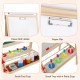 Adjustable double-sided easel featuring a whiteboard, chalkboard, and storage trays with 4 paint cups for kids'.
