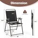 Dimension illustration of Outdoor Folding Sling Chair in black, featuring a 330 lbs load capacity and foldable design.