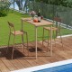 Patio bar table set with rattan seats and metal frame, perfect for outdoor dining by the poolside or patio.