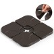 Detachable 20-inch patio umbrella base plates stacked together, showcasing space-saving design and robust HDPE.