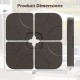 Product dimensions of the 20-inch patio offset umbrella base plates, showing four detachable plates stacked for storage.
