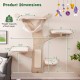 Wall-mounted cat tower with 5 layers, including hammock and sisal scratching mat, designed for space-saving relaxation.