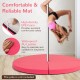 Round pink pole dance crash mat with high-density EPE foam, waterproof PU leather, ideal for yoga and tumbling.
