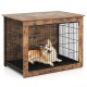 Dog crate furniture with a large front door, cushion, and sturdy metal frame, perfect for small to medium dogs.