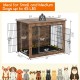 Dog crate furniture with double doors, 33 inches, includes a padded cushion for small to medium dogs, ideal for cozy.