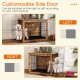 Dog crate furniture with customizable side door, featuring a large front door and padded cushion for small/medium dogs.