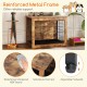 Dog crate furniture with double doors and cushion, featuring a reinforced metal frame and waterproof MDF board for.