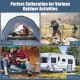 Lightweight gray memory camping mattress with plush flannel cover, ideal for camping, hiking, and outdoor activities.