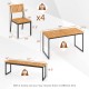 Acacia wood dining set featuring four ergonomic chairs and a sturdy bench, ideal for outdoor patio gatherings.