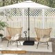 Mobile patio umbrella base with wheels, designed for stability and easy transport, suitable for various umbrella sizes.