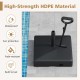 Mobile patio umbrella base in black, made of high-strength HDPE, featuring wheels for easy transport and stability.