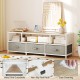 TV stand with a 55" tabletop, 3-tier storage, built-in power outlets, and removable fabric drawers for organized.