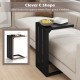 C-shaped black end table with adjustable foot pads, perfect for small spaces and versatile indoor or outdoor use.