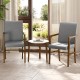 Set of 2 gray upholstered accent chairs with solid rubber wood frame and high back, perfect for living rooms or dining.