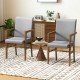 Set of 2 gray upholstered accent chairs with solid rubber wood frame and high backrest, perfect for living rooms.