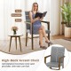 High-back accent chair with upholstered seat and solid wood frame, designed for comfort in living rooms or bedrooms.