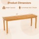 Acacia wood outdoor dining bench measuring 48" long, designed for comfort and ventilation, seats 2 people.